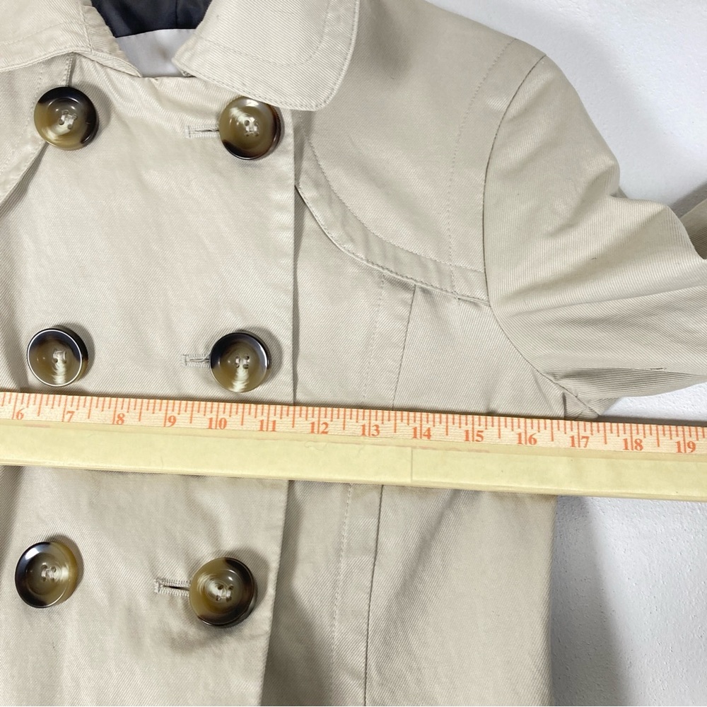 Zara Basic Trench Coat Womens Small Tan Double Breasted Preppy Outdoor Chic - Picture 7 of 13